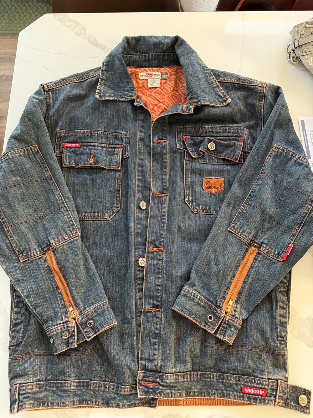 Vintage Y2k Ecko Unlimited Workshop Jacket Overdyed Denim Jacket 90s Deadstock
